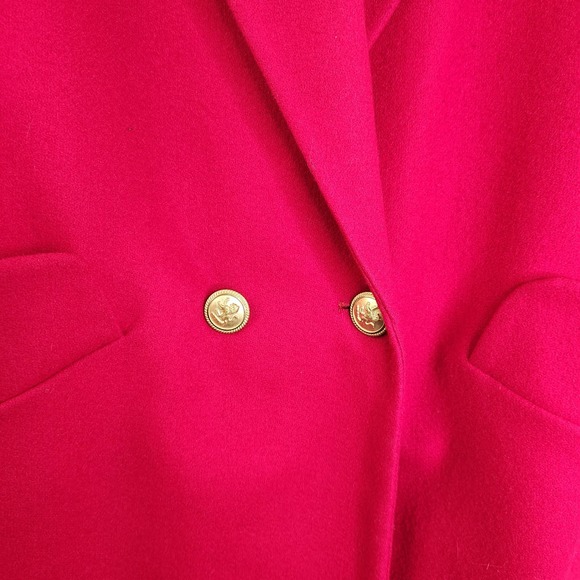 Vintage Outbrook Red Wool Coat Jacket Long Double Breasted Size 12 - Picture 3 of 13